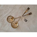 A matching Exeter silver small ladle and sifter spoon by JH circa 1800