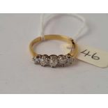 A GRADUATED FIVE STONE DIAMOND RING 9CT GOLD CENTRAL STONE 4MM SIZE U 3.1 GMS
