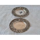 Pair of Continental oval dishes with embossed borders. 4 inch long By C F 68 gms