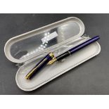 A new PARKER brilliant blue gold clip fountain pen with fin nib sonnet series in gift box