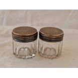 A pair of Victorian circular jars with glass bases, London 1856 by JW