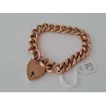 VICTORIAN FANCY LADIES 9CT ROSE GOLD BRACELET WITH LARGE PADLOCK CLASP 18.5g