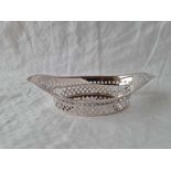 An oval boat shaped dish with pierced sides, 6" wide, Sheffield 1894, 61g