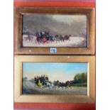 PHILIP RIDEOUT - A stage coach and four in snowy landscape, 6.5" x 13.5", pair