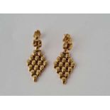 Pair of 9ct woven drop earrings 3.1g