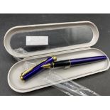 A new PARKER brilliant blue gold clip fountain pen with fin nib sonnet series in gift box