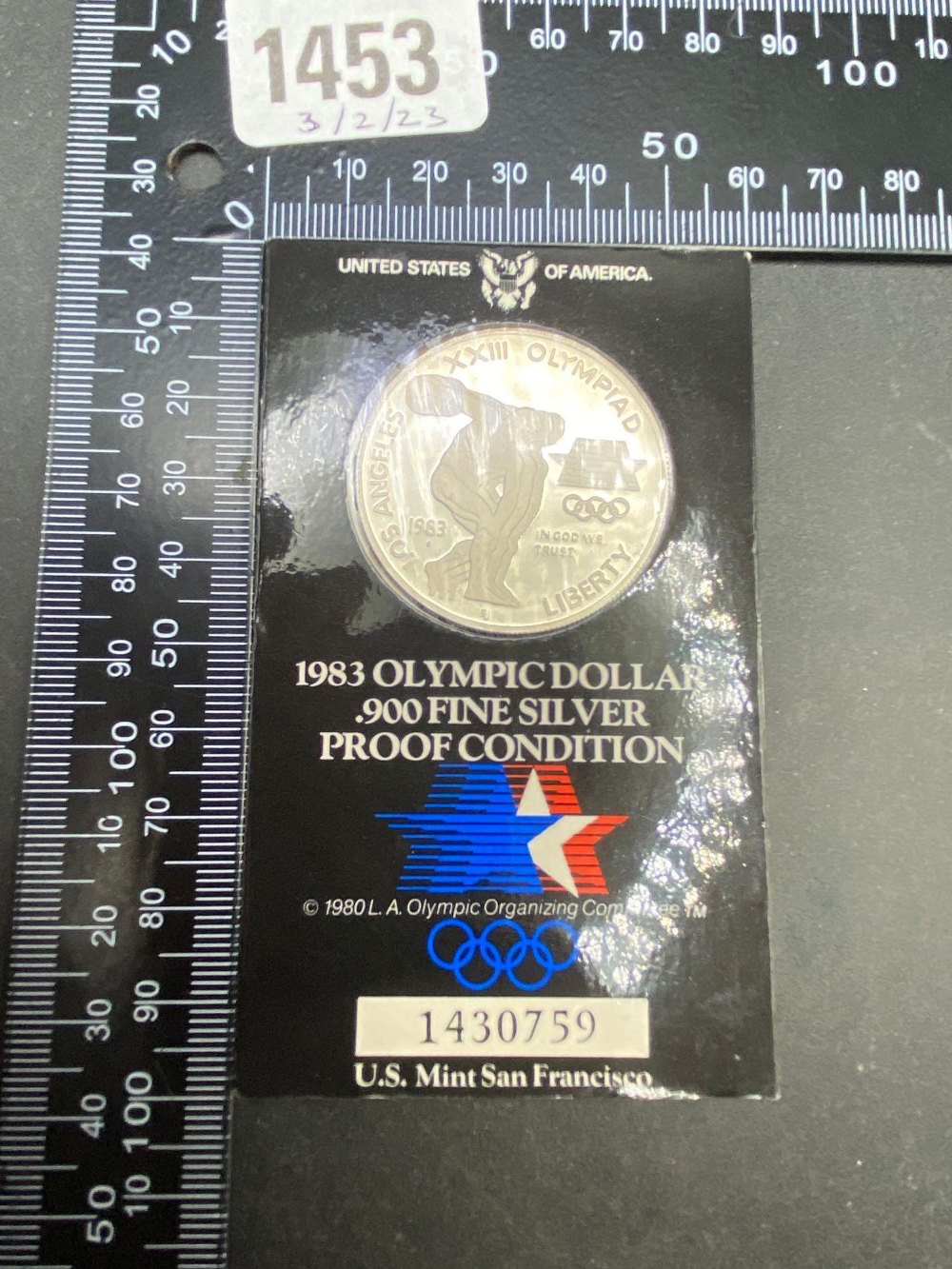 1983 USA silver Olympic dollar proof NO 1430759