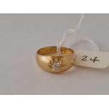 ANTIQUE VICTORIAN DIAMOND SET SINGLE STONE GYPSY RING, HALLMARKED CHESTER 1899, SIZE O