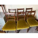 A set of six George III mahogany framed chairs on turned legs