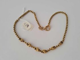 A VICTORIAN GOLD FANCY NECK CHAIN 15CT GOLD TESTED 14 INCH 14.8 GMS