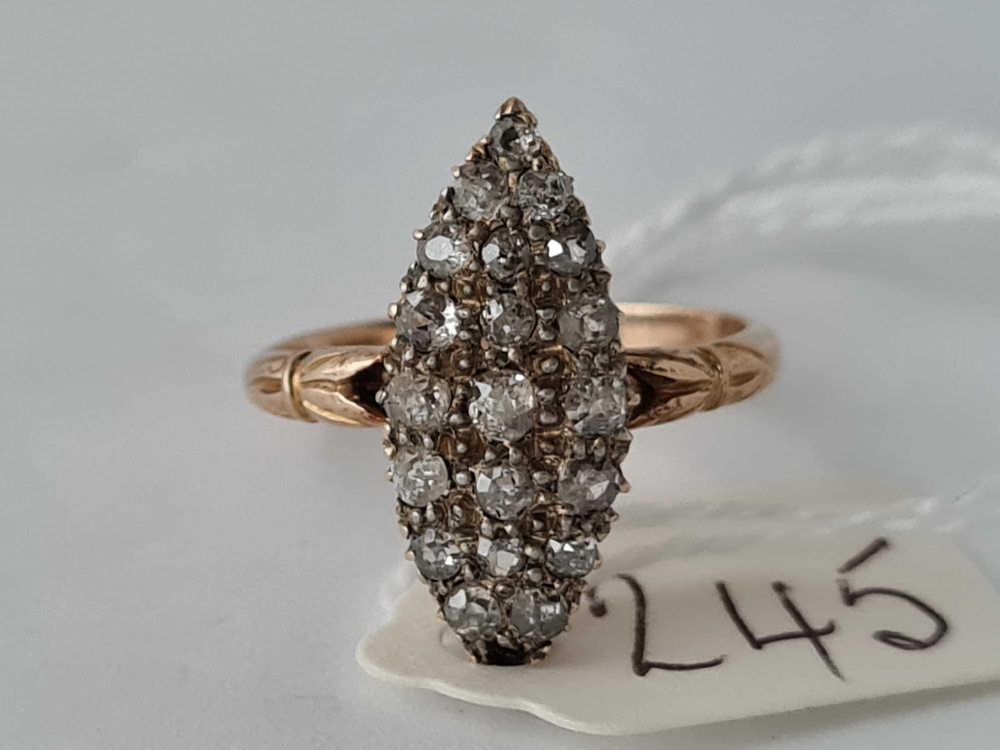 A EDWARDIAN DIAMOND MARQUISE RING 18CT GOLD SIZE P - Image 2 of 4