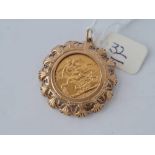 ANOTHER FULL GOLD SOVEREIGN 1910 IN 9CT MOUNT 13.4g inc