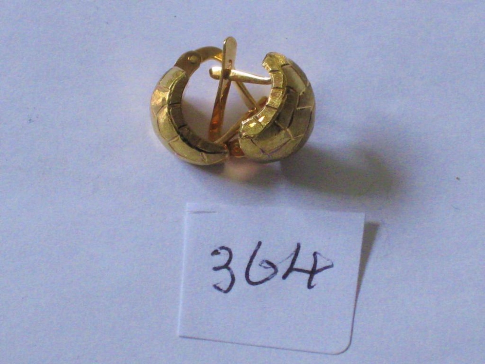 Pair of high carat gold half hoop earrings 3g