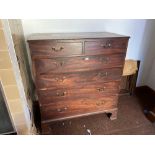 An Early George III mahogany chest of two short and four long drawers on bracket feet, 3ft 9" wide