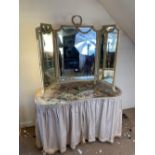 A good large Adam style triple framed mirror painted with swags, 40" high
