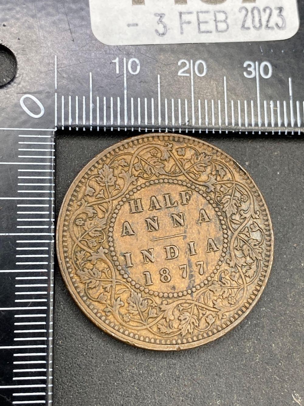 Indian half-anna 1877 better grade - Image 2 of 2