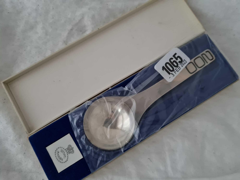 A Georg Jenson Danish spoon in fitted box (USA 1776 / 1976)