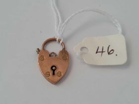 A antique heart padlock 9ct 2.6 gms