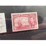 CAYMANS SG125a (1948). 5sh crimson VLM mint. Cat £75