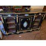 A good 19th Century break front credenza with gilt metal and Severs panels, 71" wide