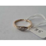 Edwardian gold & platinum plaque ring set with a rose diamond, size Q
