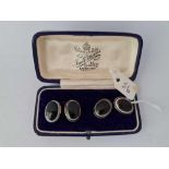 Boxed Victorian gold & banded agate cufflinks