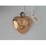 EARLY VICTORIAN LARGE GOLD & DIAMOND SET HEART IN BOX 13.2g