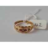 A ruby and stone set ring Chester 15ct gold size R 3g