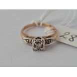 A band ring set with diamonds 14ct gold size L 2g