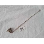 A candle snuffer (sterling) with twisted stem, 10" long