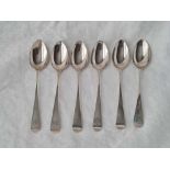 A set of six Georgian O.E pattern tea spoons, Exeter 1825 by G.Ferris, 65g