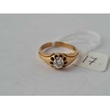 DIAMOND SOLITAIRE GYPSY set ring in 18ct gold stone approx ¾ carat size Q