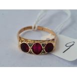 Antique Chester 1910 ruby ring in 9ct size N 1.6g inc