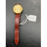 STEEL AND GOLD PLATED OMEGA GENEVA WRIST WATCH with seconds sweep. Date aperture W O