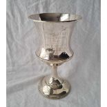 A plain campana shaped large goblet on spreading base, 8.5" high, Birmingham 1948, 382g