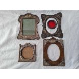 Four embossed photo frames, one Art Nouveau, Chester 1906