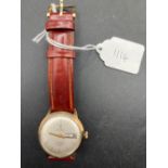 GENTS MAPPIN AND WEBB WRIST WATCH 9ct with leather strap, seconds sweep. Date aperture WO