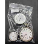 Gents silver pocket watch, ladies fob watch and metal pocket watch