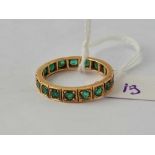A EMERALD ETERNITY RING SET IN GOLD 18CT GOLD SIZE Q 3.8 GMS