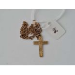 A cross pendant on neck chain 9ct 16 inch 3.7 gms