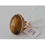 A tigers eye ring 9ct size T 9.5 gms