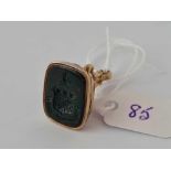 A gold fob seal with blood stone 6.6 gms