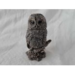 Another silver filled figure of a perched Owl with bead work eyes, 4.5" high