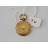 Antique Georgian gold back & front locket vinaigrette pendant, 23mm diameter