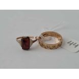 A white stone ring size N together with a garnet ring size K AF both 9ct 3.8 gms inc