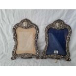 A large pair of easel shaped Victorian photo frames with scroll decoration, 12" high, Birmingham