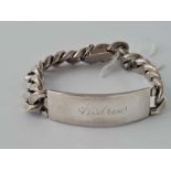 A heavy silver ID bracelet 103 gms