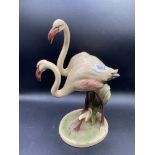 An Wein Austrian group of two flamingo's, 12" high