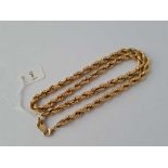 A STYLISH ROPE TWIST 18CT GOLD NECK CHAIN 18” LONG 25.3g