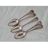 A set of five Exeter bright cut tea spoons, 1810 by JG,FP